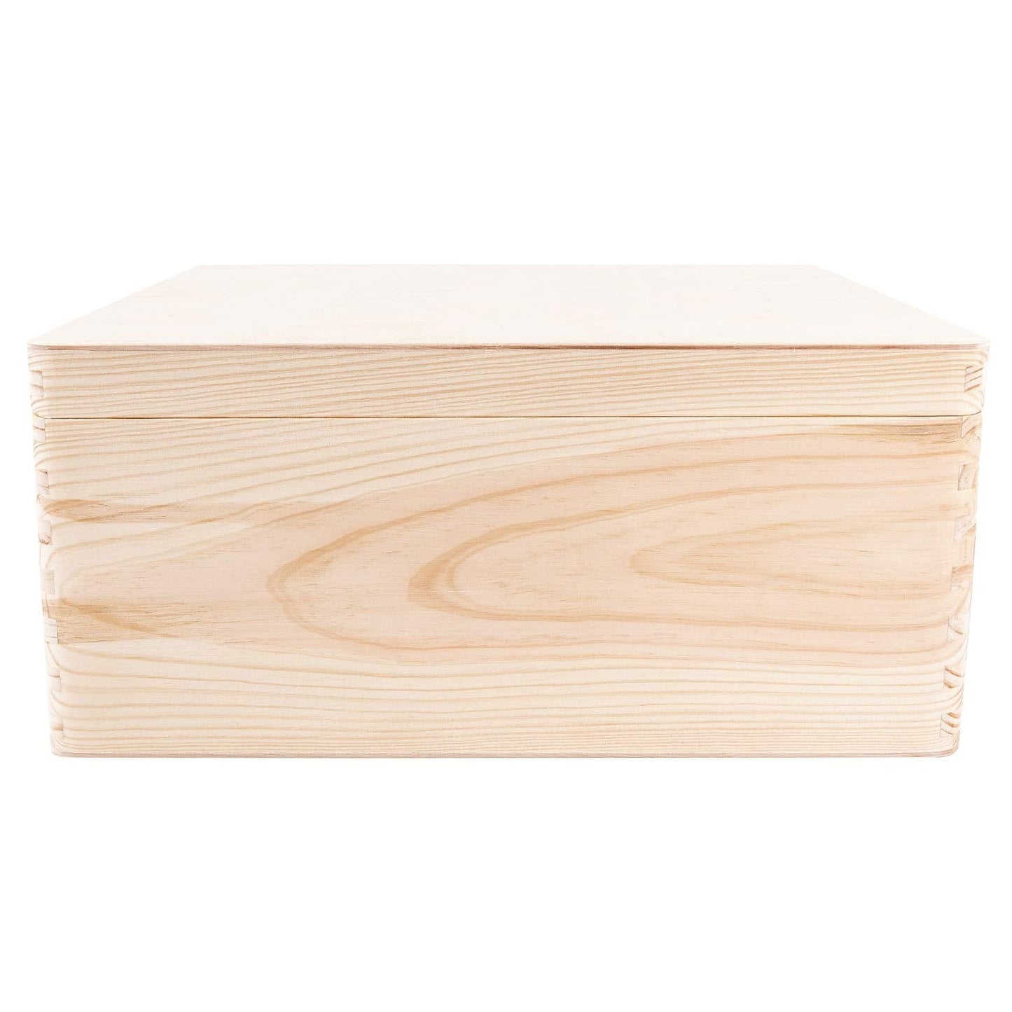 Creative Deco Large Plain Wooden Storage Box | 30 x 20 x 14 cm (+/-1 cm) | Hinged Lid & Handles | Unpainted Gift Box for Easter Kitchen Storage | UNSANDED Wood Keepsake Memory Craft Chest 30 x 20 x 13 cm Natural