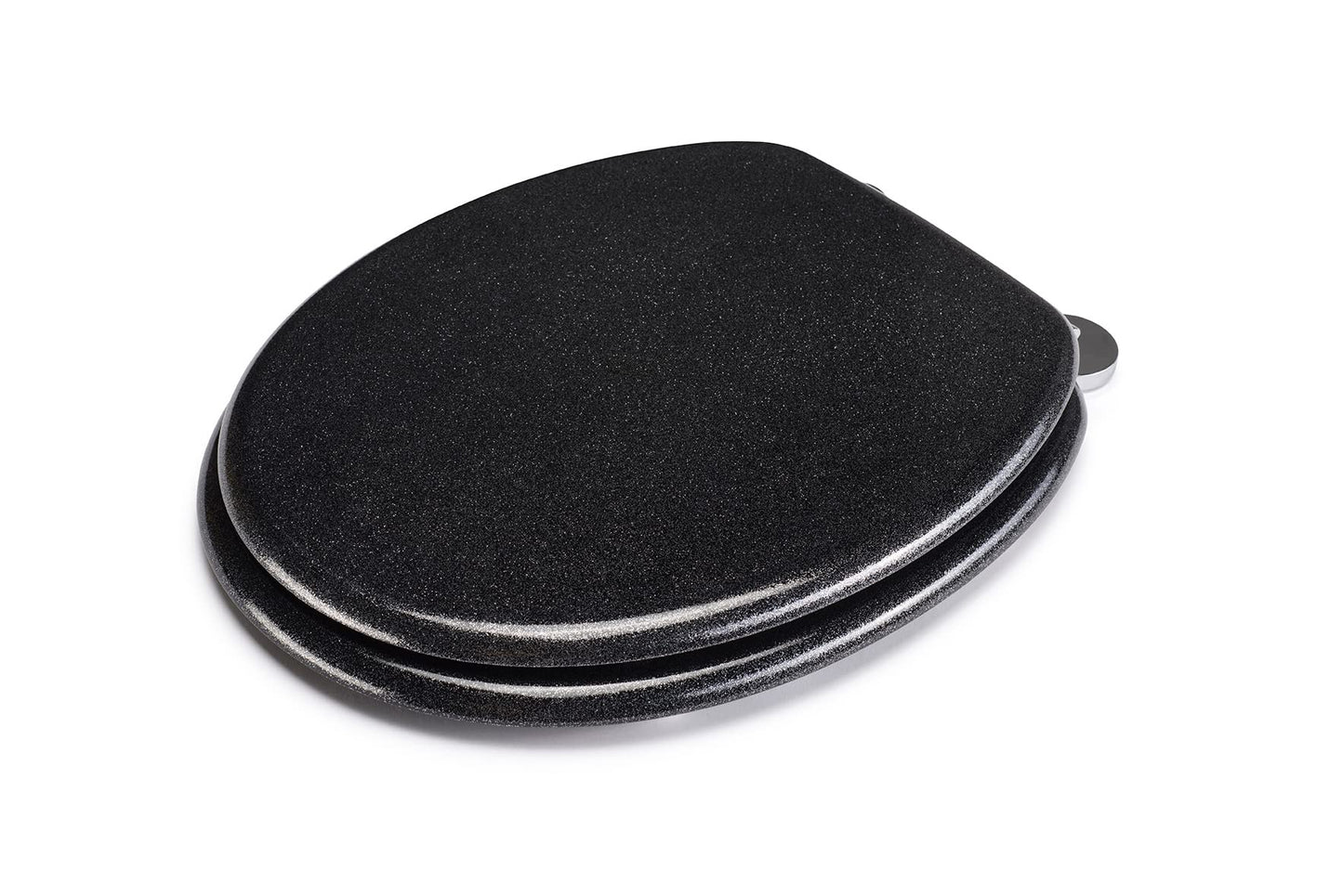 Croydex Black Quartz Flexi-Fix Toilet Seat, Black Toilet Seat Glitter Quartz Finish, Flexi-Fix Never Slips Grip Pad Technology, Adjustable Hinges, Top & Bottom Fix, All Fittings Included 44.5x38x6cm Quartz Black