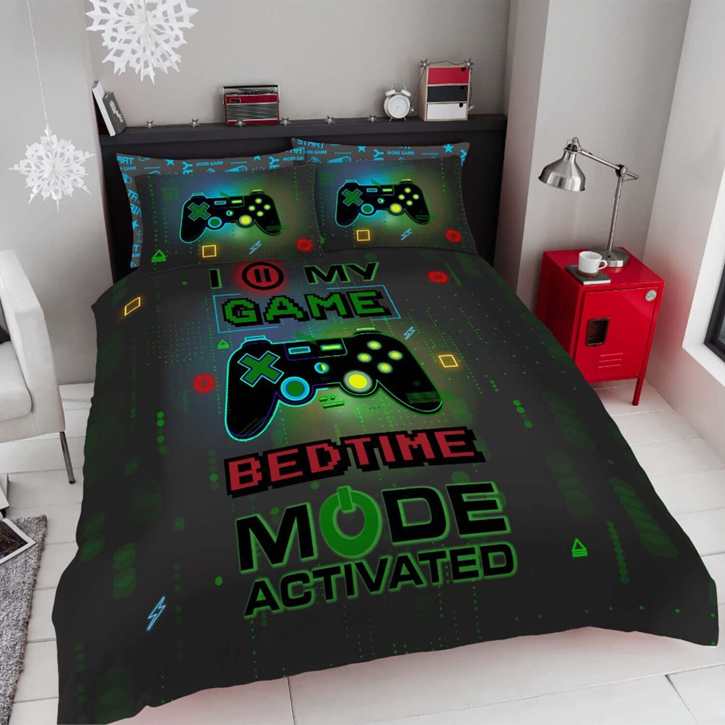 GC GAVENO CAVAILIA Gaming Duvet Cover, Reversible Kids Single Bedding Set, Quilt Cover With Pillowcase, Gamer-multi Gamer, Multi