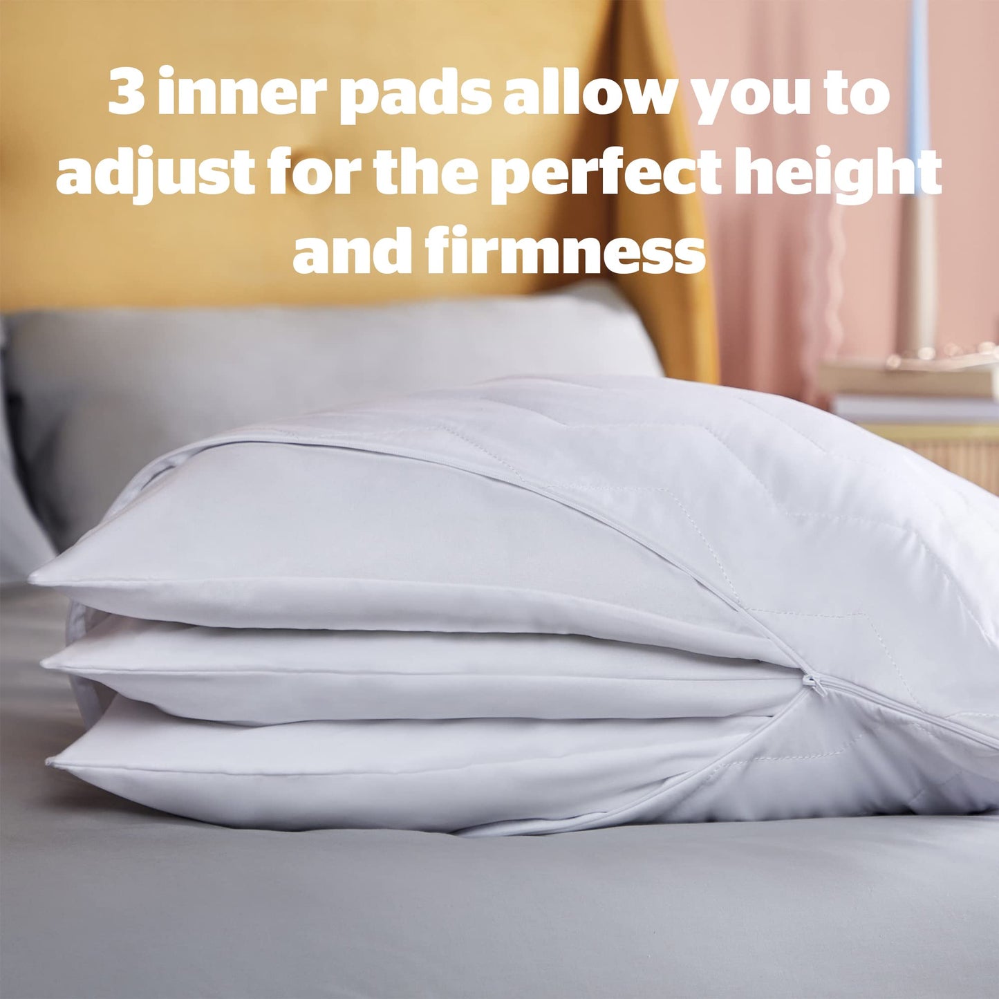 Silentnight Perfect Pillow – Adjustable Height to Suit Back, Front and Side Sleepers with Soft, Medium and Firm Support – Machine Washable and Hypoallergenic Hotel Quality Luxury Bed Pillow Single