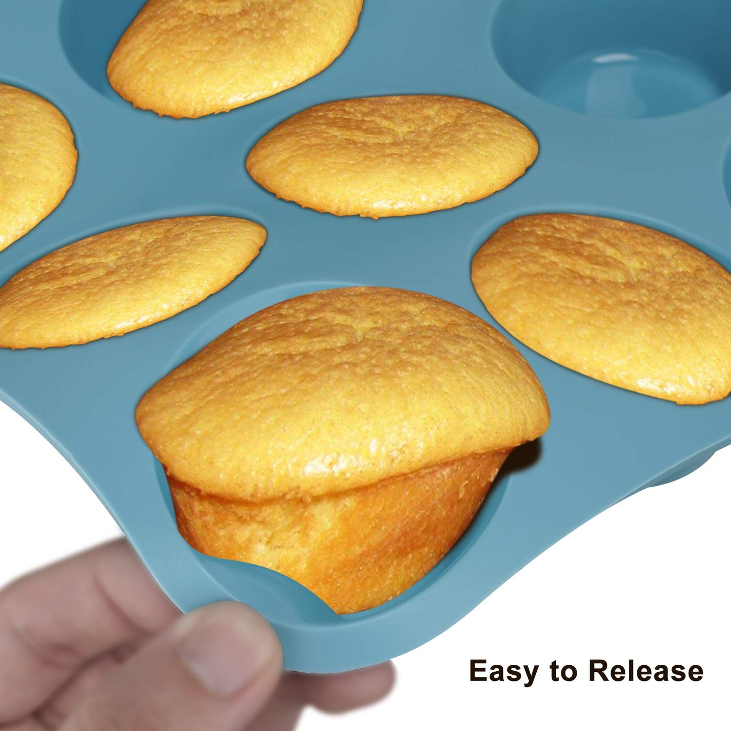 Economical 7in1 Nonstick Silicone Baking Cake Pan Tin Tray Sheet Mould Set for Oven, BPA Free Heat Resistant Bakeware Supplies Mold Tools Kit for Pancake Crepe Cupcake Bread Loaf Muffin Scones Utensil Blue 7in1