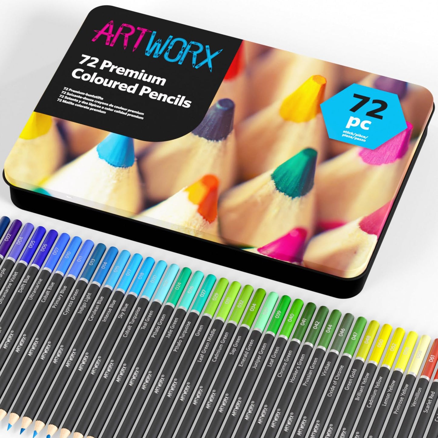 Artworx Premium Artist Colouring Pencils - 72 Coloured Pencils For Adults - Coloring Pencil Crayons Set