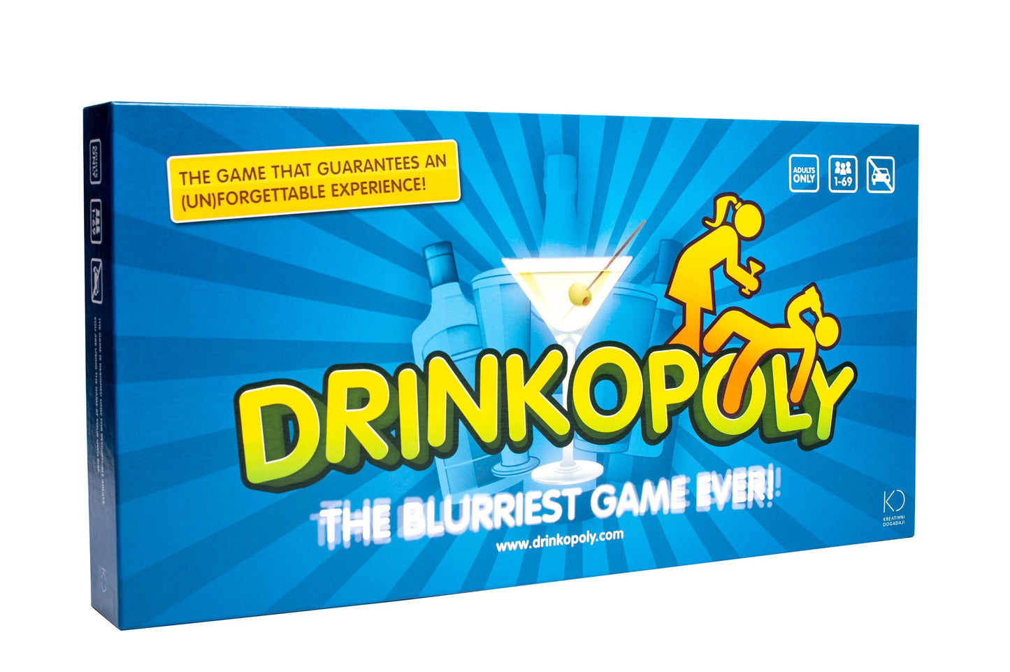 Drinkopoly - the King of Drinking Games - Combined Board/Table Party Games for Adults and Students with 50 Cards with Tasks, an (Un) Forgettable Experience, A Drinking Game Set Old Game