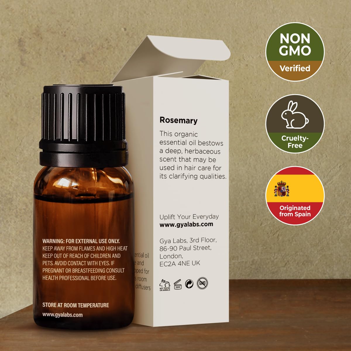 Gya Labs Organic Rosemary Oil for Hair & Scalp - Organic Rosemary Essential Oil for Skin & Diffuser - Steam Distilled Rosemary Oil for Hair Organic - (10ml) 10 ml (Pack of 1)