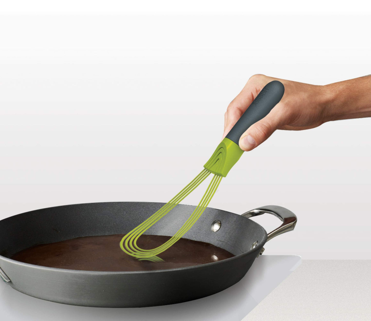 Joseph Joseph Twist Whisk- 2 in 1 - flat and balloon whisk - Suitable for non-stick cookware, Silicone, Grey / Green Grey/Green