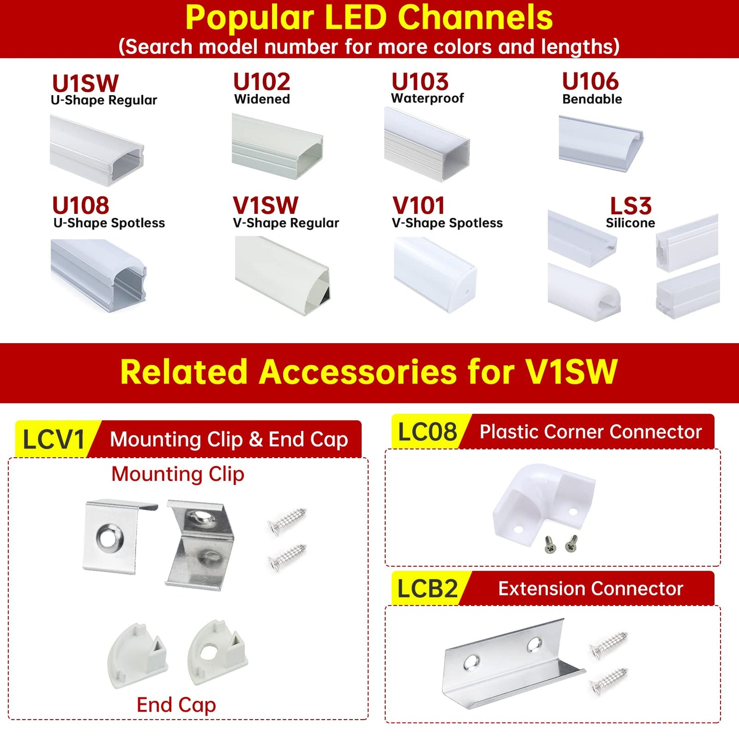 Muzata 6-Pack 3.3FT/1Meter V Shape LED Aluminum Channel System with Milky White Cover Aluminum Channel System Profile for LED Strip Lights Diffuser Under Cabinet Wall Lighting V1SW WW 1M 6Pack