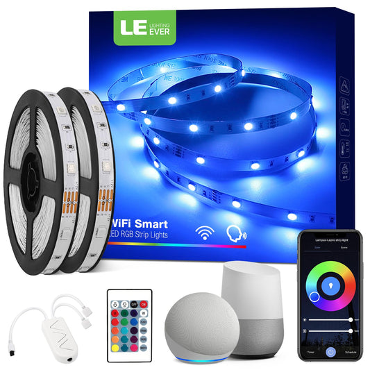 LE Alexa Smart LED Strip Light 10M (5Mx2) 300 LEDs, WiFi RGB LED Lights for Bedroom, Smart Life App Control, Works with Alexa & Google Assistant, Colour Changing Strip Lights for Kitchen Christmas