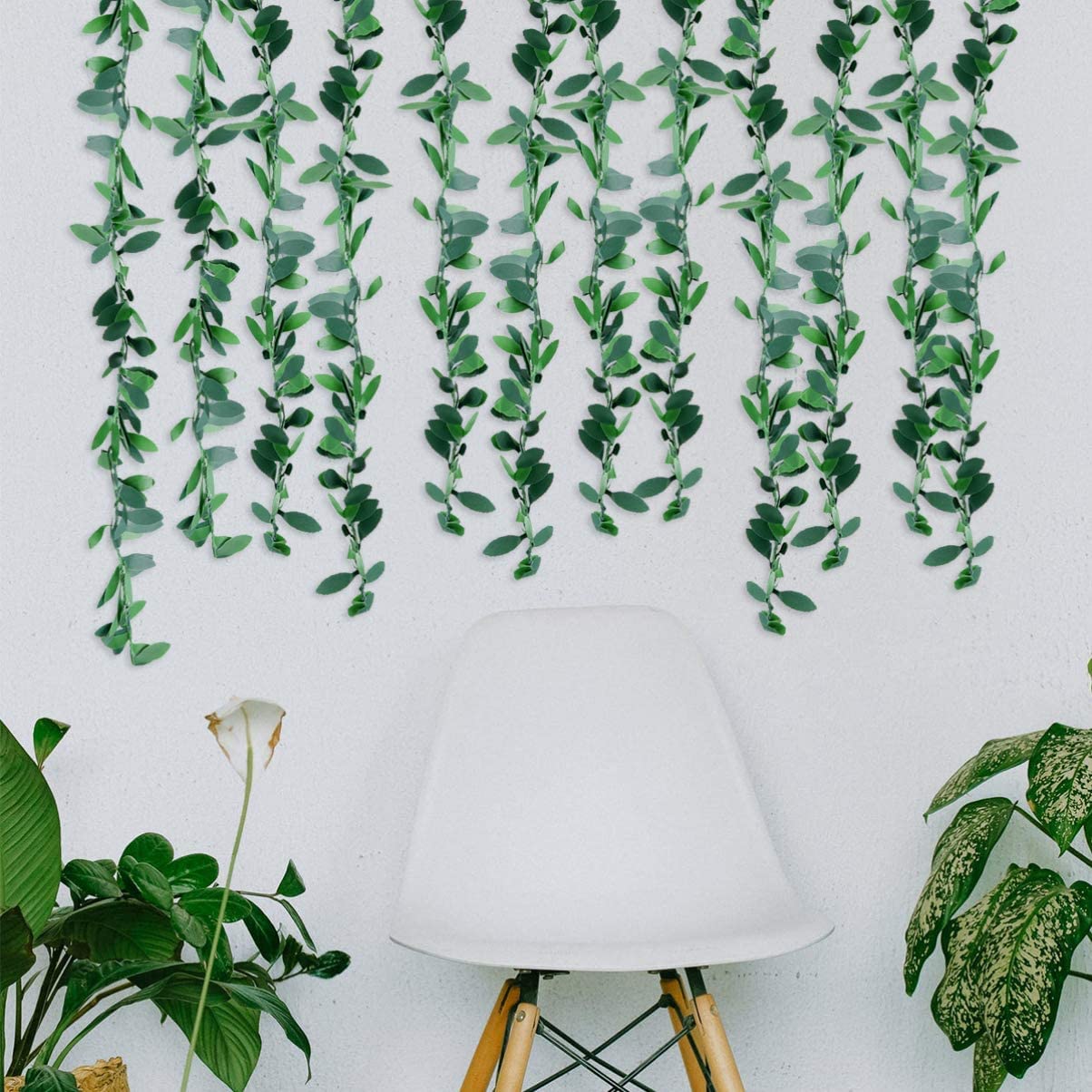 RUICK Artificial Ivy Garlands Green Leaves 7.5 M / 24.6Ft Realistic Fake Aesthetic Hangin Vines for Home Garden Accessories Wedding Party Wall Decor