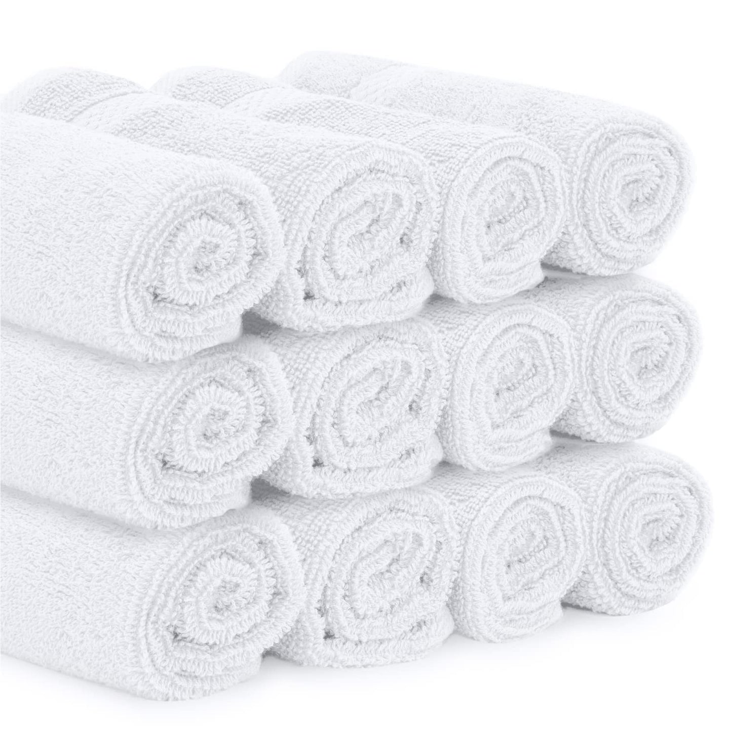 White Classic Luxury Washcloths for Bathroom-Hotel-Spa-Kitchen-Set - Circlet Egyptian Cotton - Highly Absorbent Hotel Quality Face Towels - Bulk Set of 12-33x33 cm (White) 01: White 33 x 33 cm