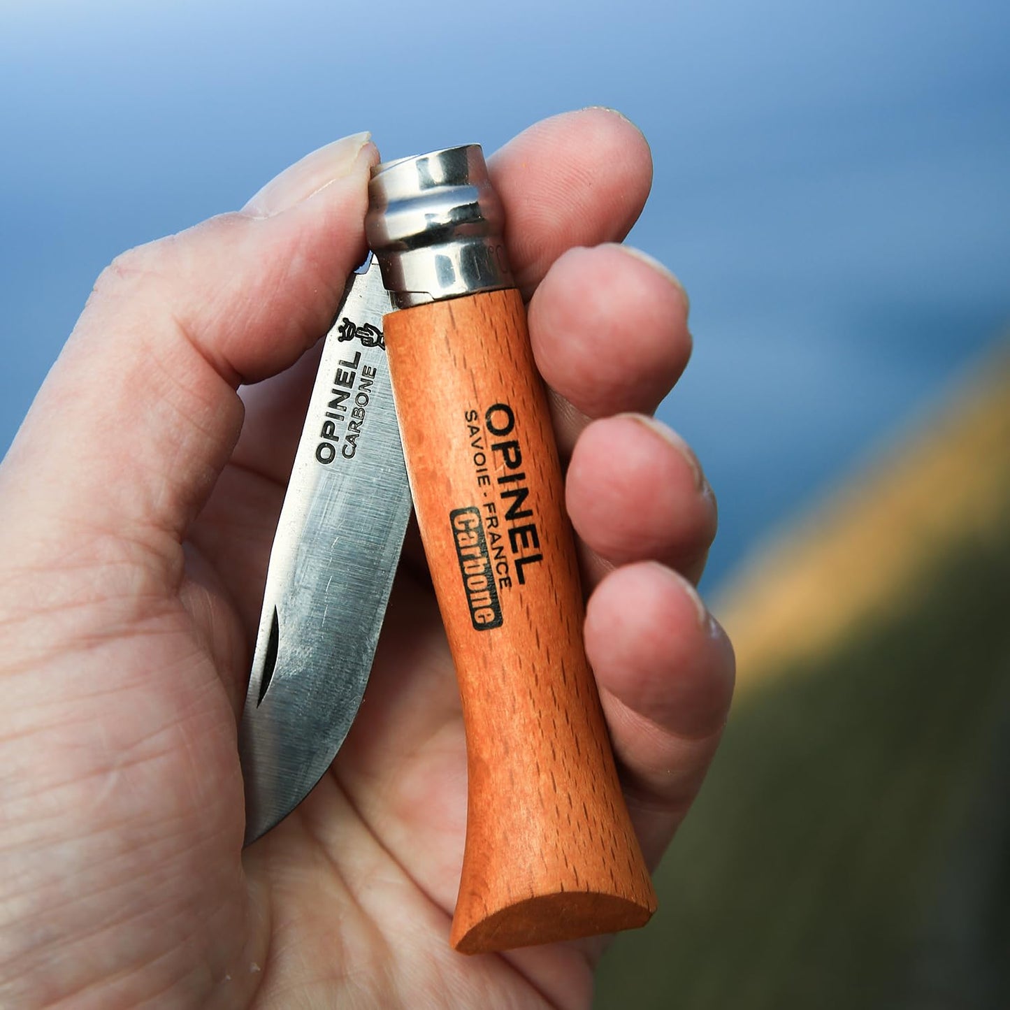 Opinel Lock Knife Carbon No.7 - Beech Wood Handle