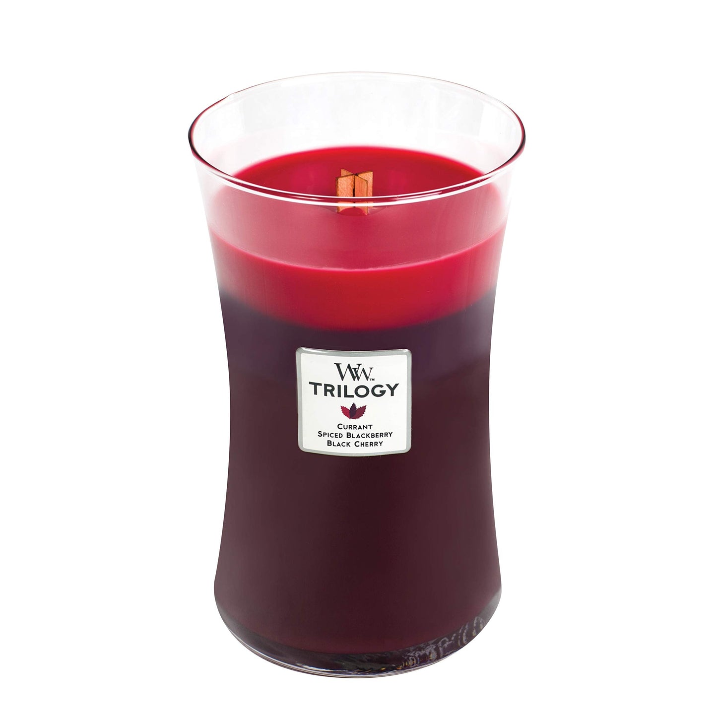 Woodwick Hourglass Trilogy Large Scented Candle with Crackling Wick, Sun-Ripened Berries, Up to 130 Hours, Multicolored (Sun-Ripened Berries), 10.2 x 10.2 x 17.8 cm, 610 g LARGE HOURGLASS