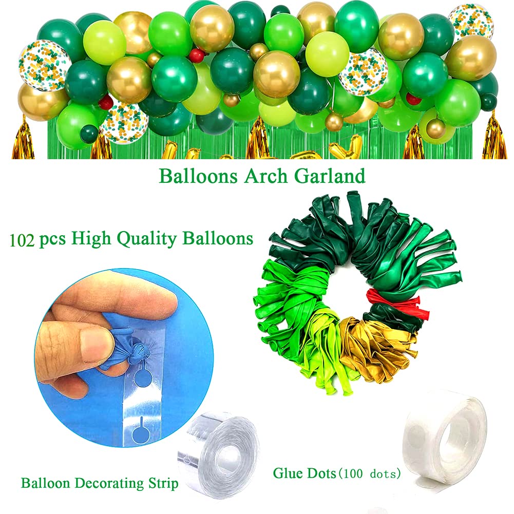 YinQin 143 PCS Dinosaur Birthday Party Balloons with Pump, Dinosaur Birthday Party Supplies Jungle Green Birthday Balloon Dinosaur Birthday Decoration Dino Birthday Balloon Decorations for Boy (Green)