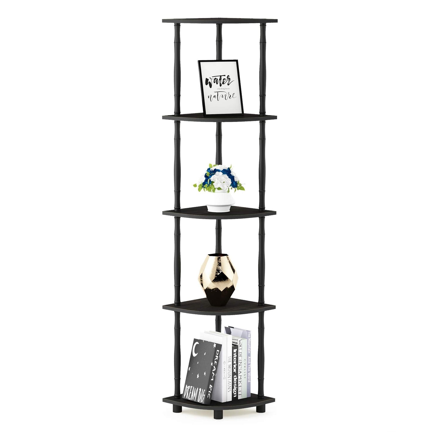 Furinno Toolless Shelves, Wood, Espresso/Black, one size 5-Tier