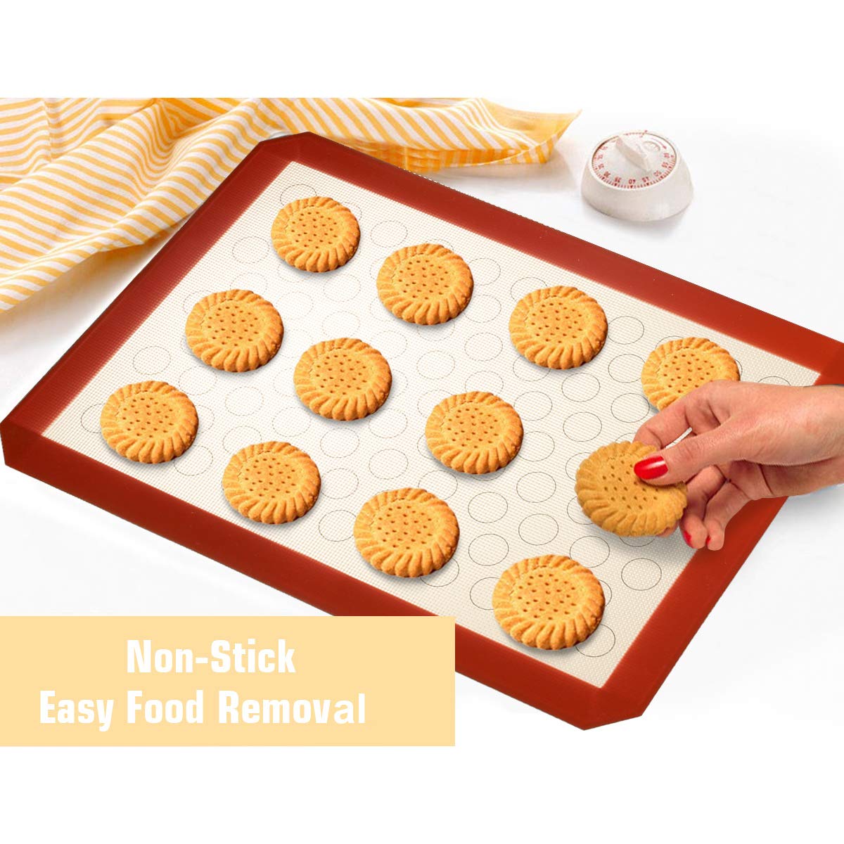 Wildone Baking Sheet with Silicone Mat Set, Set of 6 (3 Sheets + 3 Mats), Stainless Steel Cookie Sheet Baking Pan with Silicone Mat, Non Toxic & Heavy Duty & Easy Clean 16*12*9