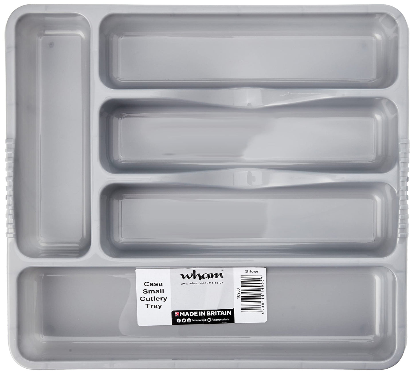 Wham Silver 5 Compartment Plastic Cutlery Holder Tray Drawer Organiser Rack