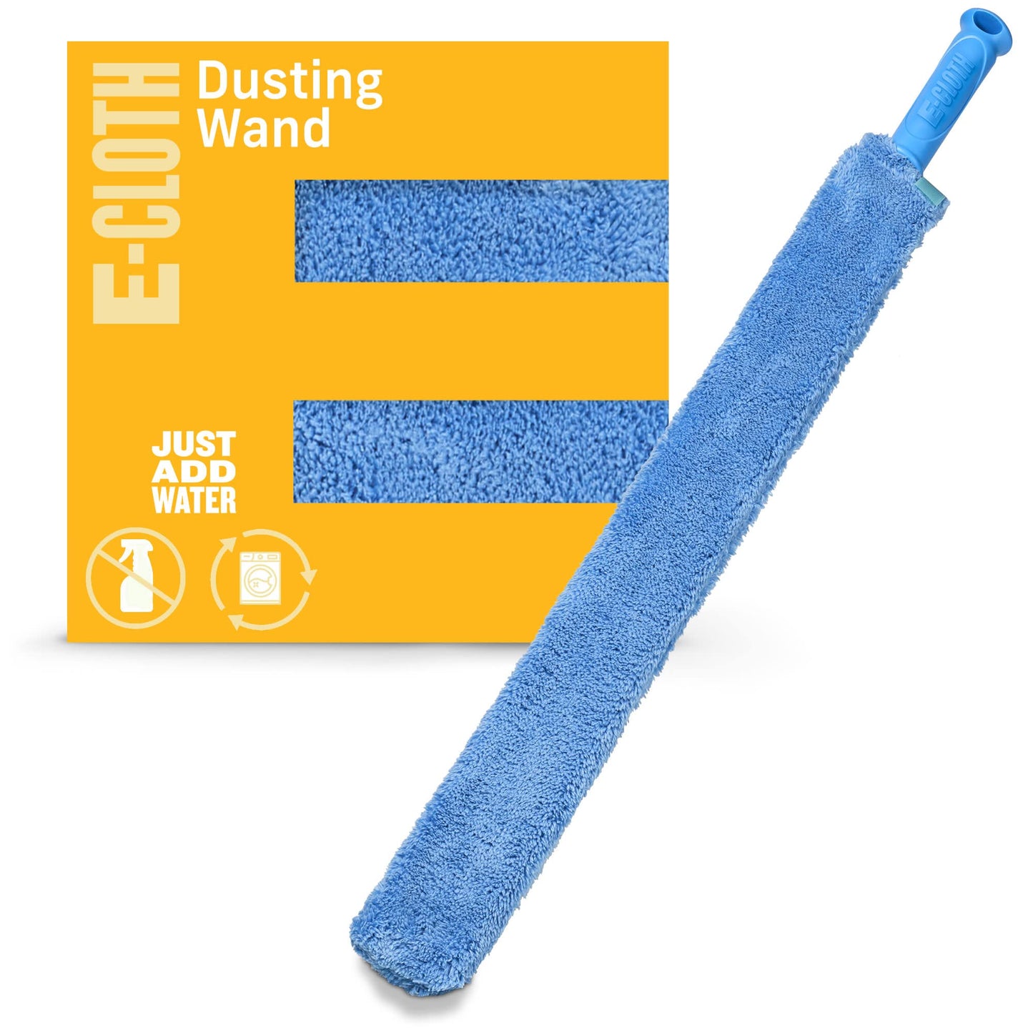 E-Cloth Cleaning & Dusting Microfibre Wand, Great for Cleaning and Dusting Surfaces, Washable and Reusable, 100 Wash Promise, Blue, 1 Pack Dusting Wand