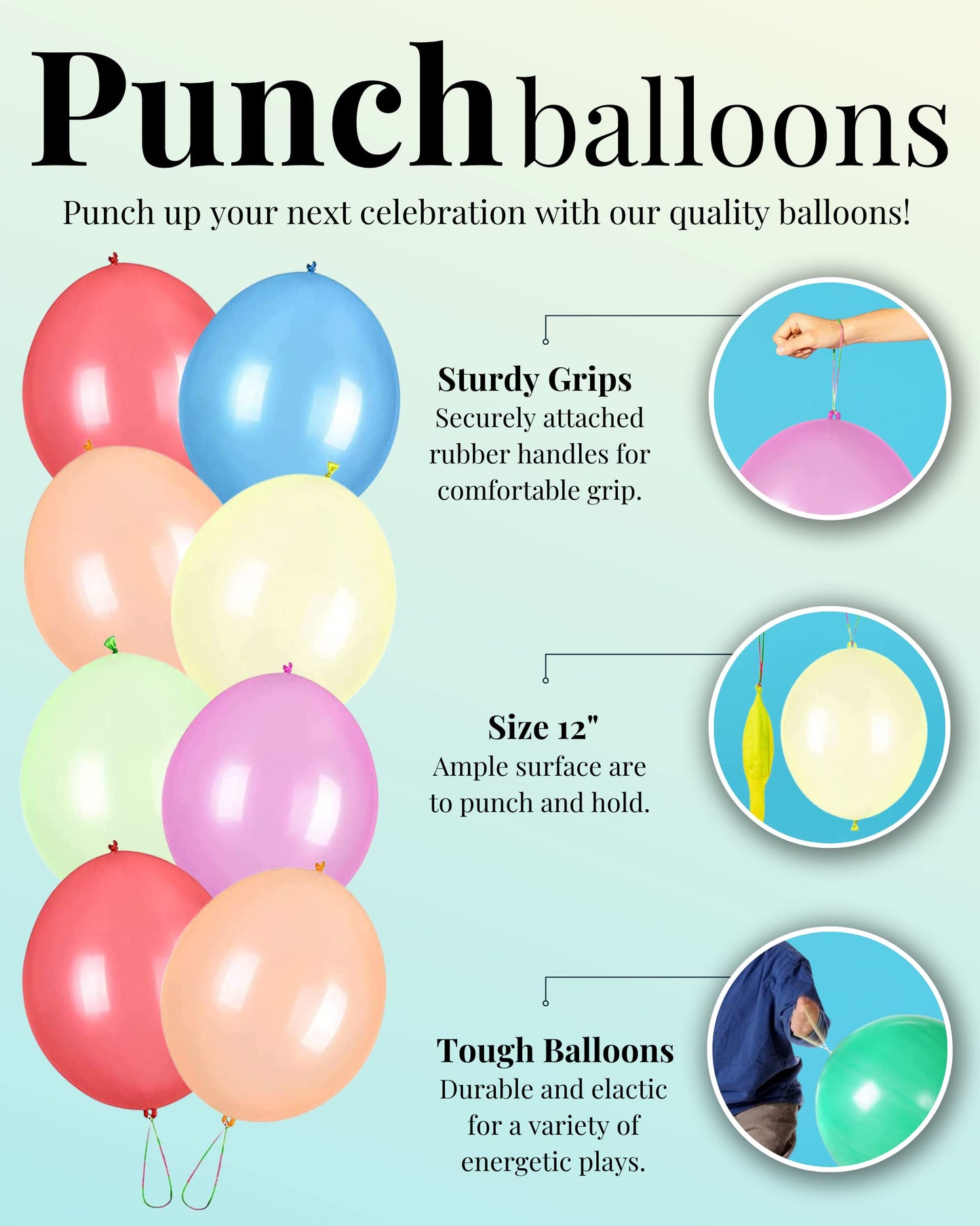 25 Large Punch Balloons Party Bag Fillers 12" Punch Balloons Party Bag Fillers for Kids Birthday Balloons Punch Balloons for Party Bags Strong Punch Balloon Party Supplies Kids Party Bag Fillers Toys