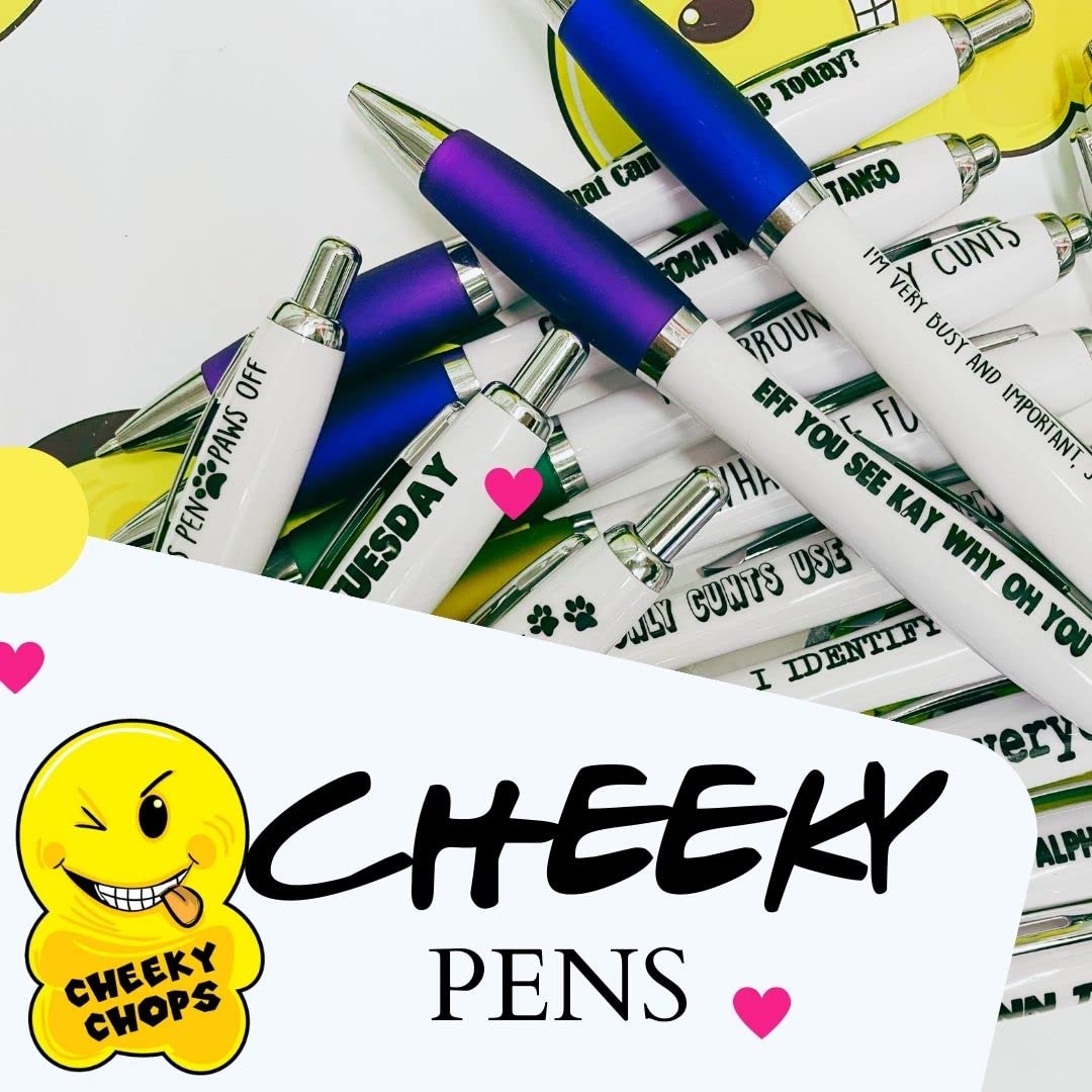 Cheeky Chops Pack of Ballpoint Pens - Funny Pen Set For Colleagues - Funky Stationery Quirky Gift - Office Desk Accessories - Rude Pen Set - Funny Friend Gift (The 10 Pack) The 10 Pack