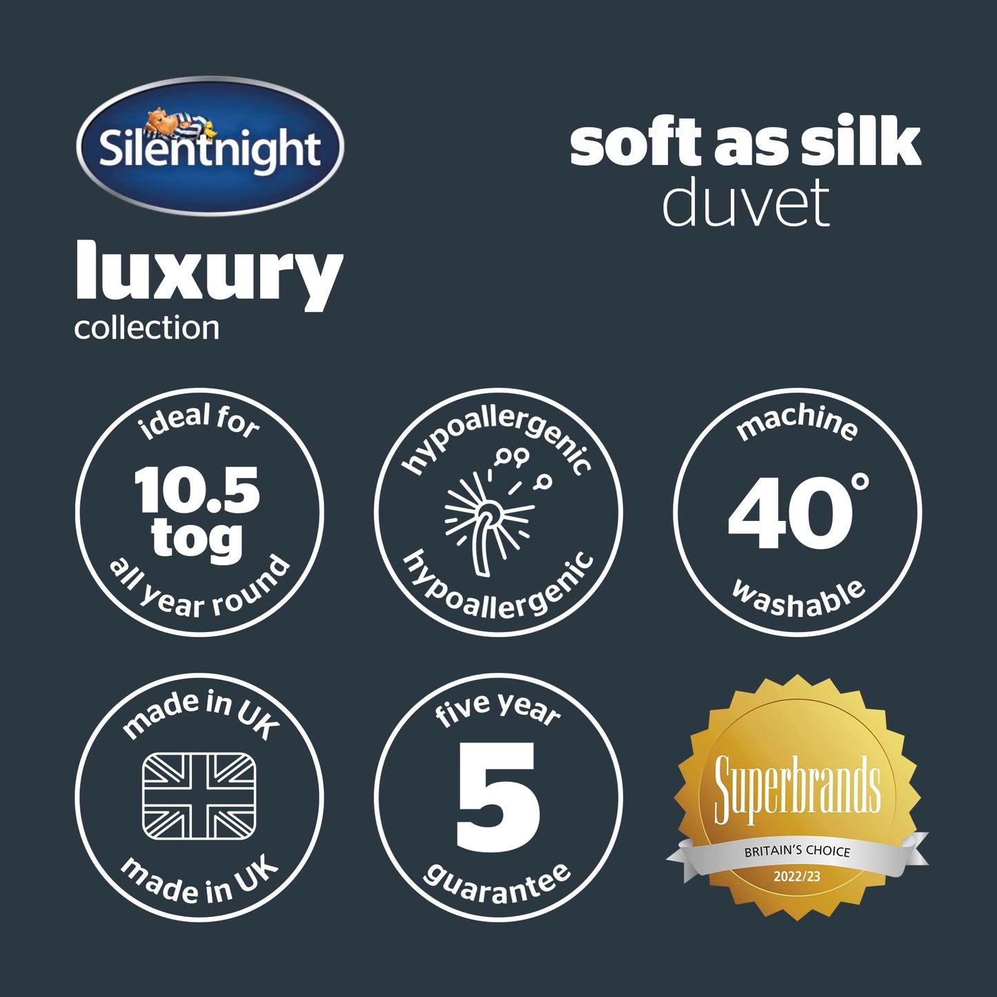 Silentnight Soft As Silk 10.5 Tog King Size Duvet - Luxury All Seasons Summer Winter Duvet Quilt for Luxurious Comfort and Supreme Softness - Hypoallergenic and Machine Washable - King Size