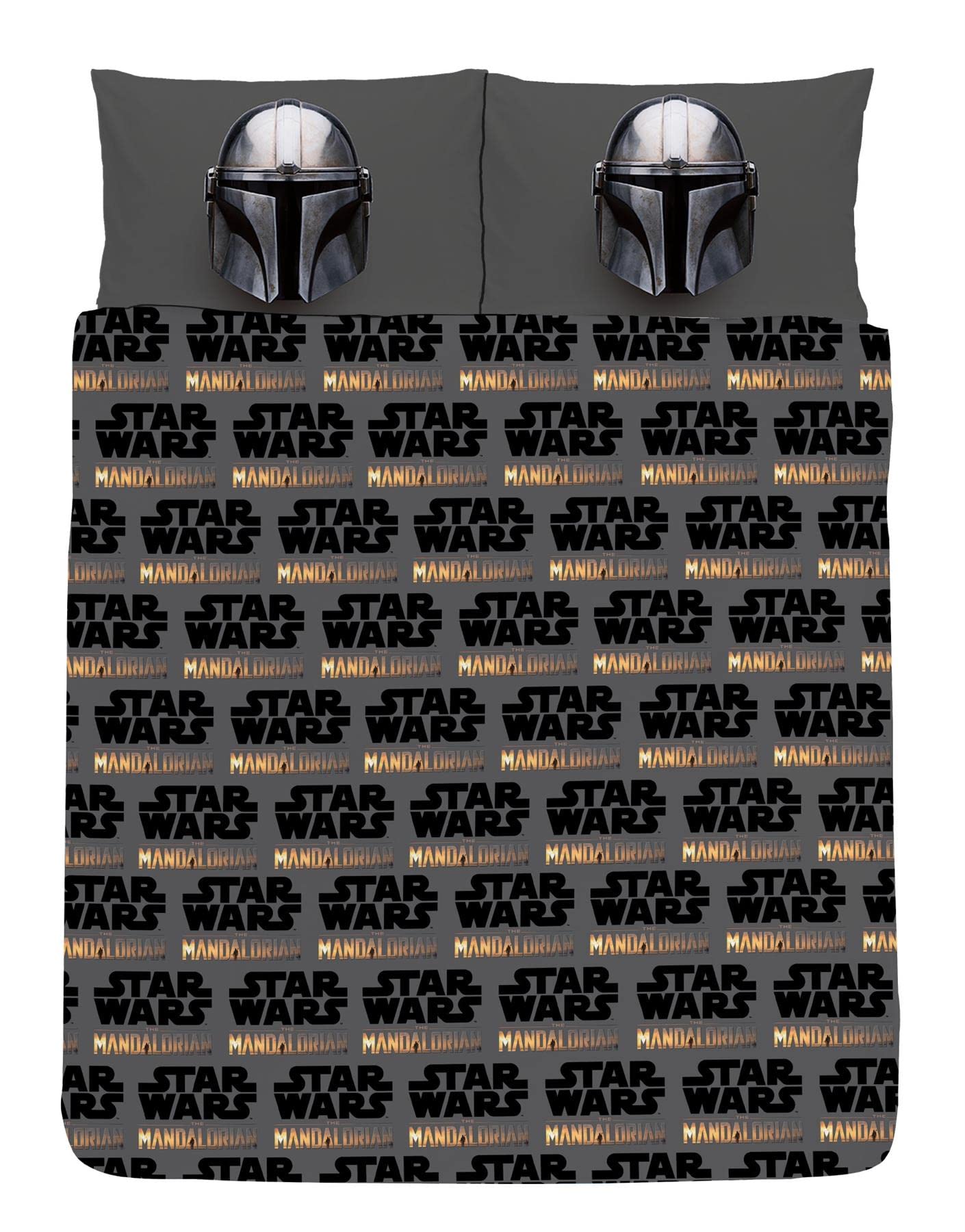 Baby Yoda Mandalorian Double Duvet Cover | Star Wars Mandalorian This is the Way Helmets Design | Officially Licensed Microfibre Reversible Two Sided Design Mandalorian Mando