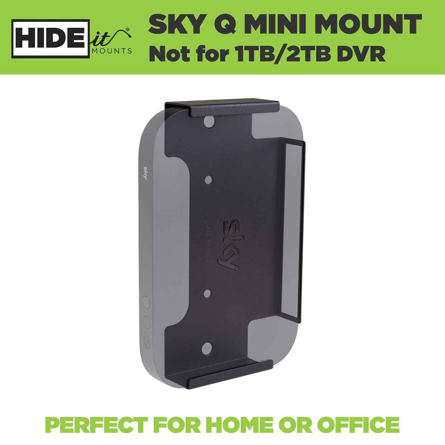 HIDEit Mounts Wall Mount for Sky Q Mini, Black Steel Wall Mounting Bracket for Sky Q Mini Box, Hide Your Sky Q Mini Cable Box, Wall or VESA Mount