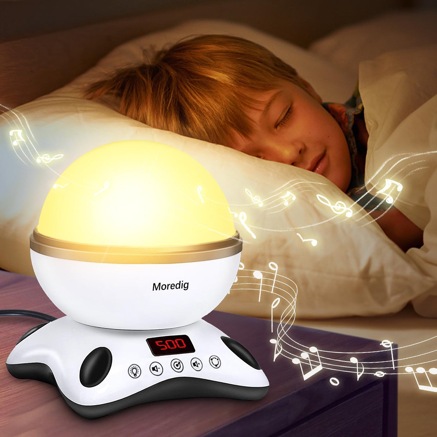 Moredig Baby Projector Night Light, Night Light Kids Projector with 12 Music and Timer, Remote Kids Night Light for Bedroom with 8 Lighting Modes, Gifts for Baby Boy Girls- Black White