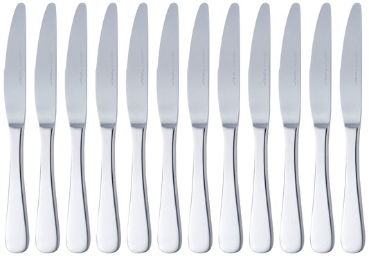 Amazon Basics Stainless Steel Dinner Knives With Round Edge, Pack of 12, Silver