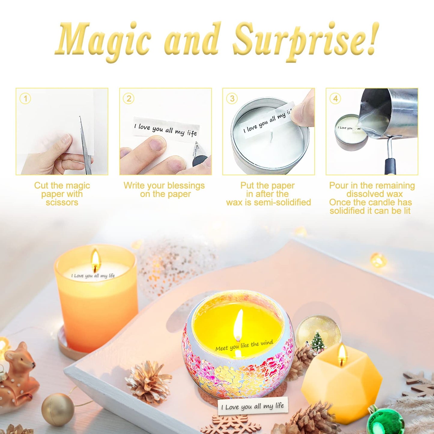 Candle Making Kit,Candle Making Supplies Include Soy Wax for Candle Making,Candle Wax Melting Pot,Magic Paper,Candle Wicks and More-Full Candle Making Kits for Adults Beginner,Make Your Own Candles Full Magic Candle Making Kit