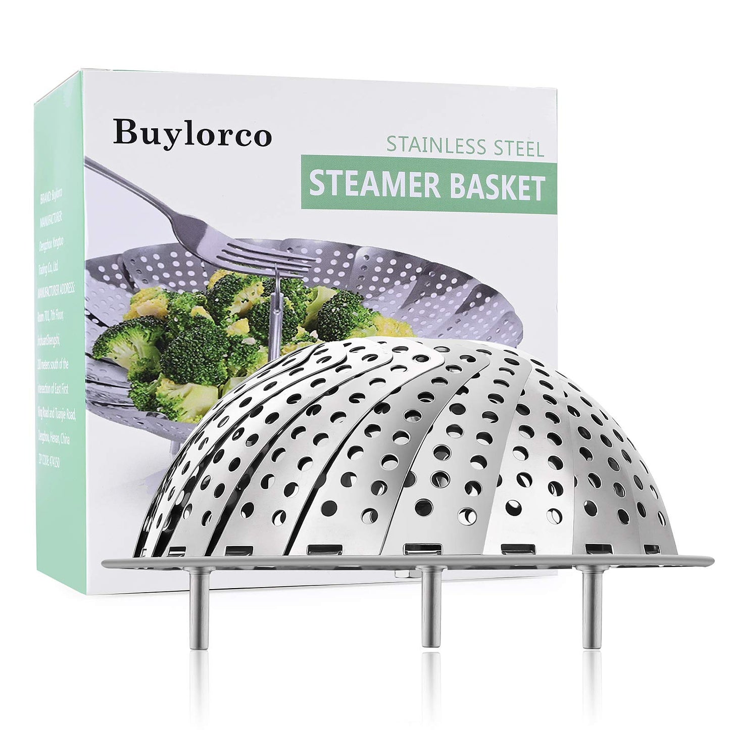 Buylorco Steamer Basket Stainless Steel Folding Vegetable Steamer Insert Steamer Cookware for Veggie Seafood Cooking (Medium) Medium