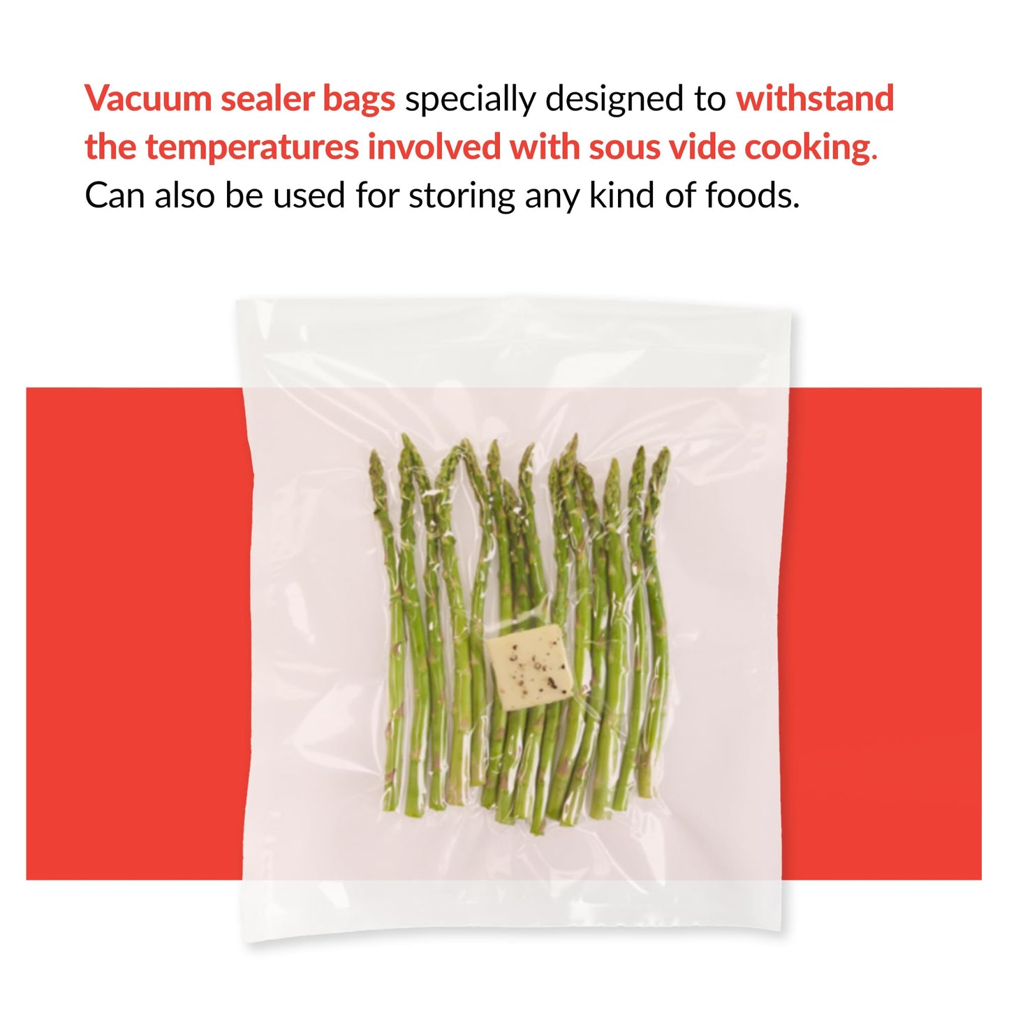 SousVideTools | Vacuum Sealer Bags | Pack of 100 | 30cm x 40cm | Embossed Food Storage | Sous Vide Cooking, Freezing & Microwaving | [SVT-06005] 300mm x 400mm