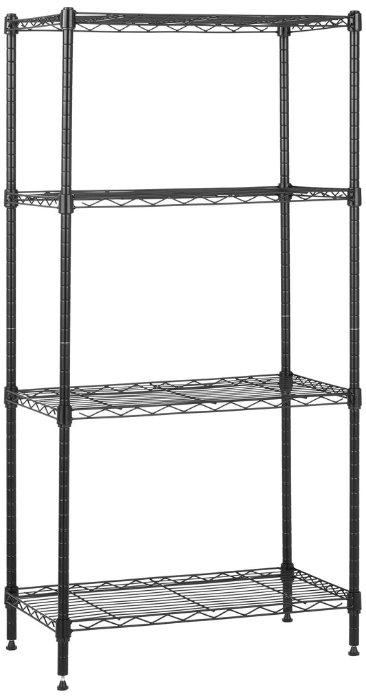 Amazon Basics 4-Shelf Narrow Storage Unit With Height Adjustable Shelves & Levelling Feet, 363kg Max Weight, Black, 34 cm D x 58.9 cm W x 121.9 cm H No Wheels