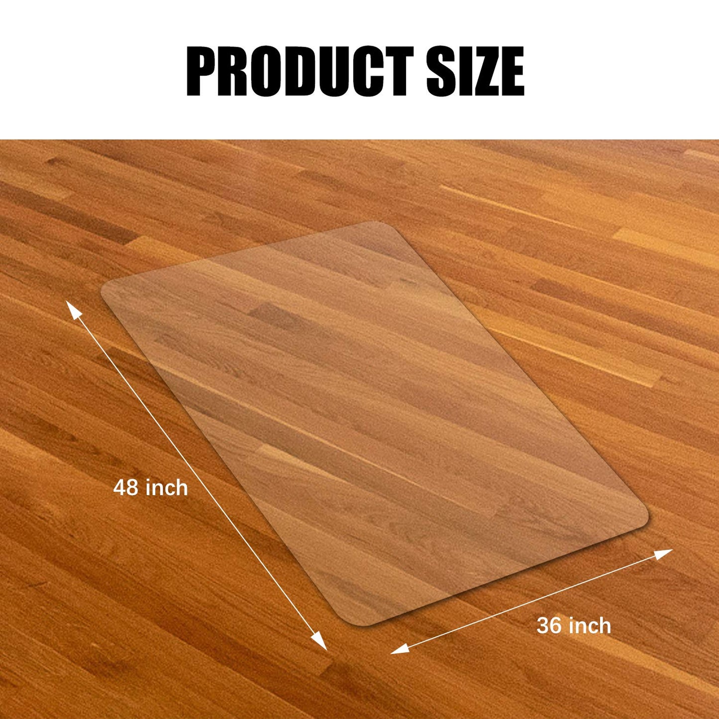 Kuyal Clear Chair Mat, Hard Floor Use, 90x120cm Transparent Office Home Floor protector mat Chairmats 90x120cm Rectangle