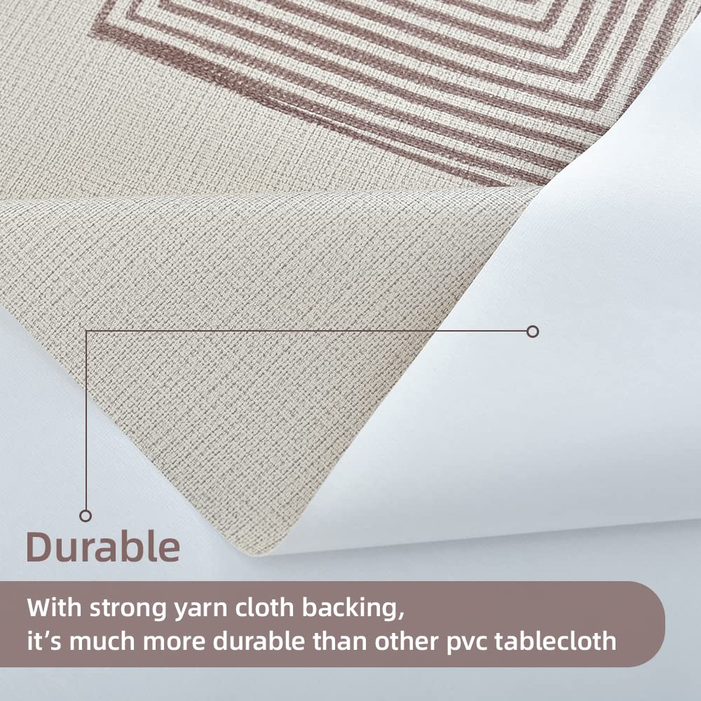 Plenmor Table Cloth Wipeable Tablecloth PVC Plastic Wipe Clean Waterproof Rectangular Table Cover Protector for Kitchen Picnic Outdoor Indoor (Geometric, 137x200 cm) Geometric