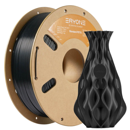 ERYONE PETG Filament 1,75 mm, 3D Printer Filament PETG, 0,03 mm, 1 kg/Spool, Black A-Black