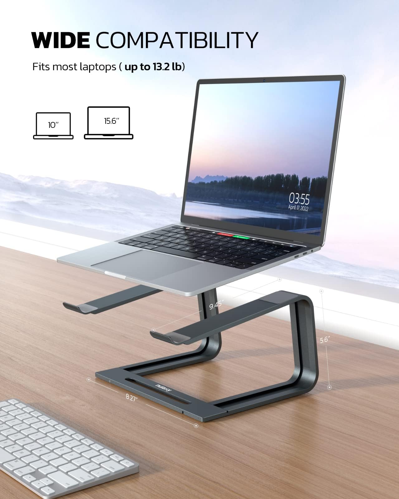 Nulaxy Detachable Laptop Stand for Desk, Aluminum Portable Laptop Holder with Heat Dissipation, Anti-Slip Design, Ergonomic Laptop Riser Compatible with MacBook Pro/Air Surface All 10-15.6'' Laptops