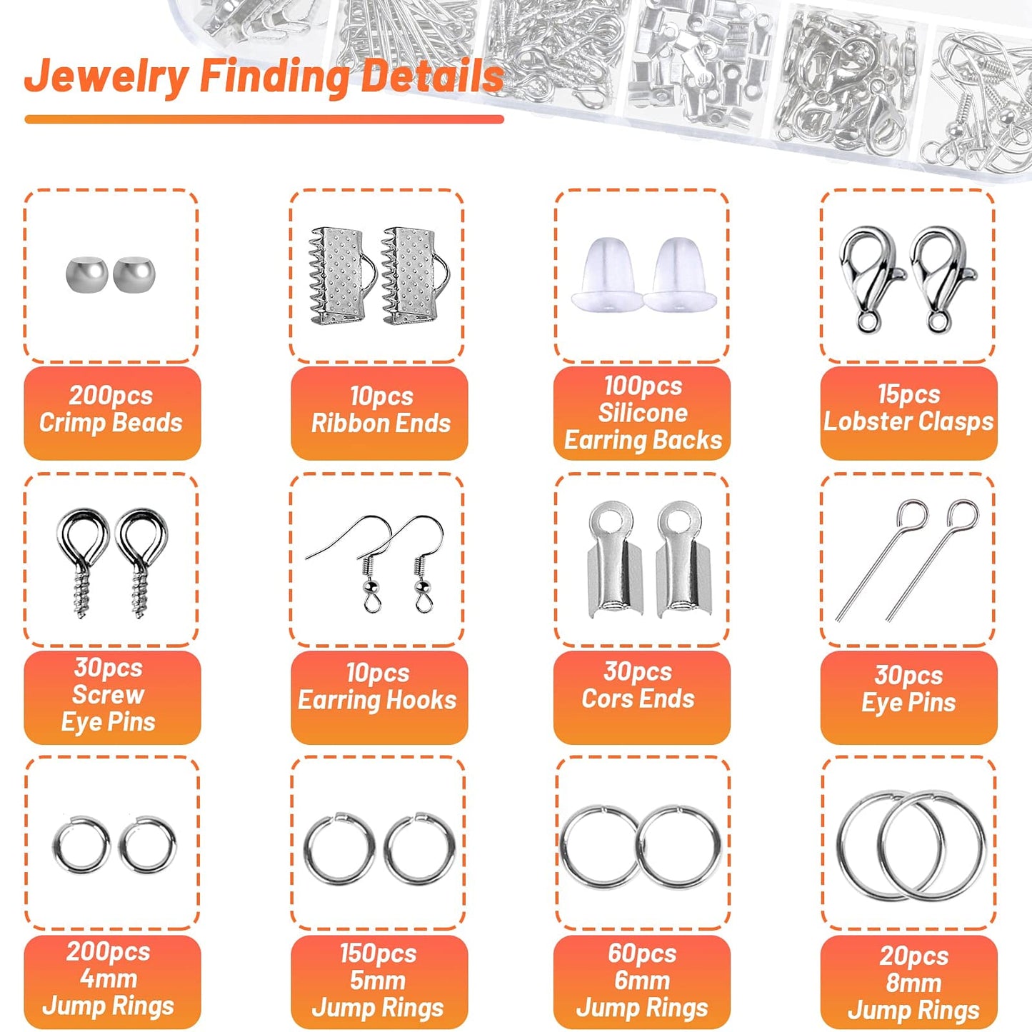 Jewelry Making Supplies Kit, Jewellery Making Kits with Jewellery Pliers Jewelry Wire Jewellery Making Tools Jewelry Findings Ring Measurement Tool for Jewelry Making & Repair Ring Earring Bracelet Style 2