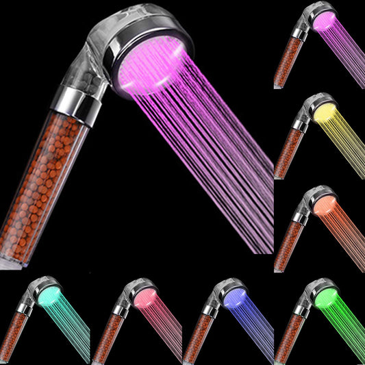 Rovtop LED Color Changing Shower Head 7 Colors Changing Light, Water Saving Handheld High Pressure Spa Shower Head, Shower Filtered Head for Hard Water, Light up Handheld Shower Head