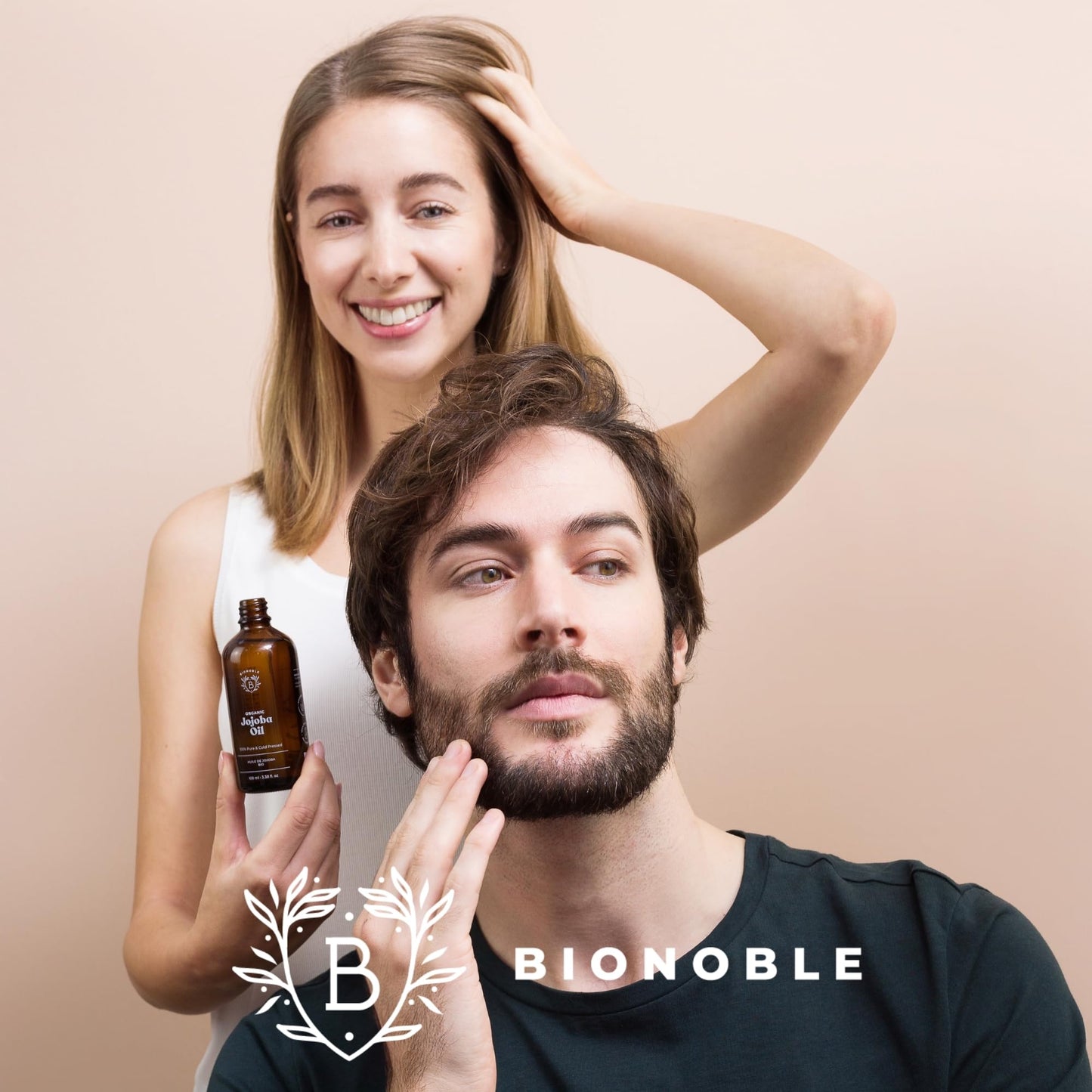 Bionoble Organic Jojoba Oil 50ml - 100% Pure, Natural and Cold Pressed - Face, Body, Hair, Beard, Nails - Vegan and Cruelty Free - Glass Bottle + Pipette + Pump 50 ml (Pack of 1)