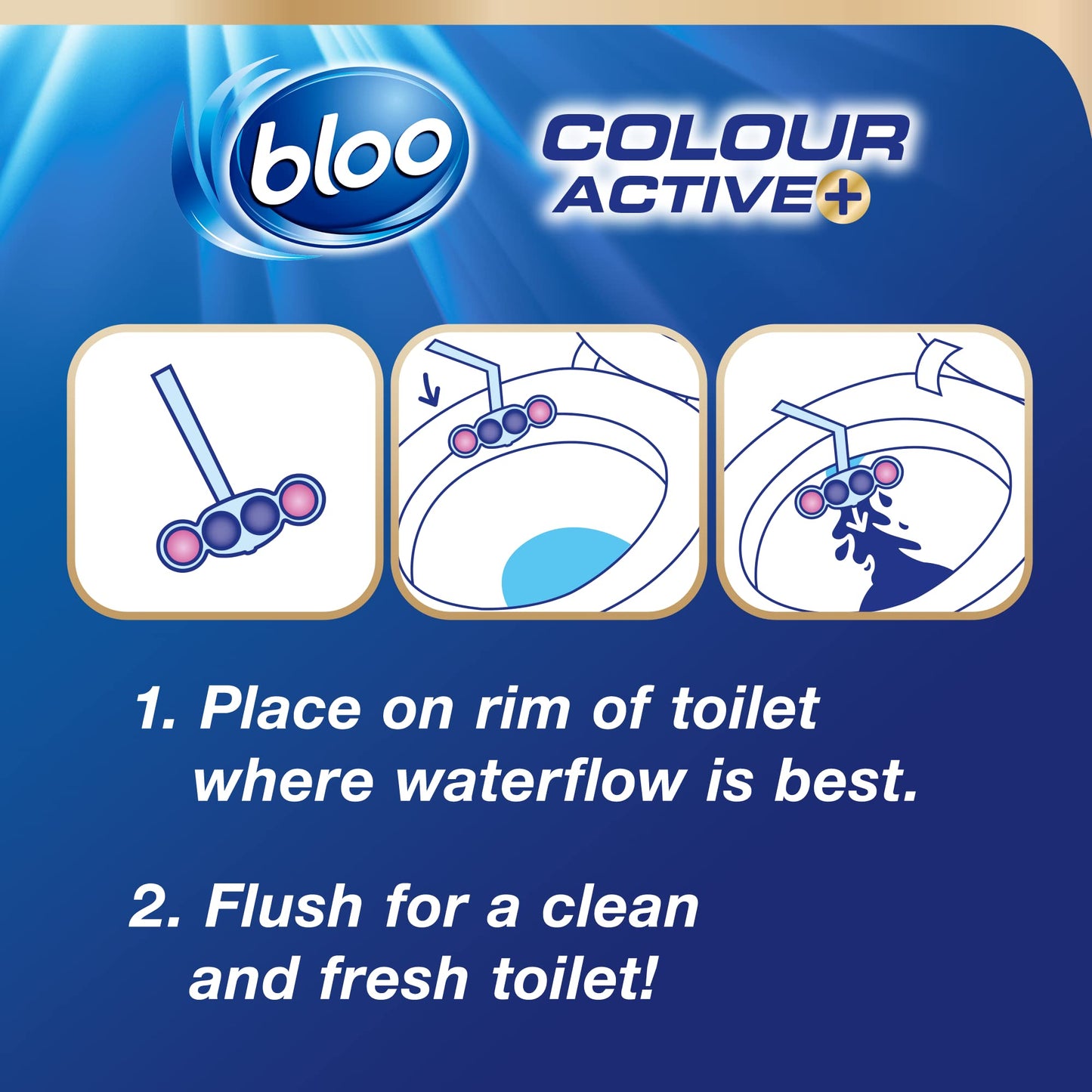 Bloo Colour Active Toilet Rim Block Fresh Flowers with Anti-Limescale, Cleaning Foam, Dirt Protection and Extra Freshness - 12 x rimblocks 50 g (Pack of 12)