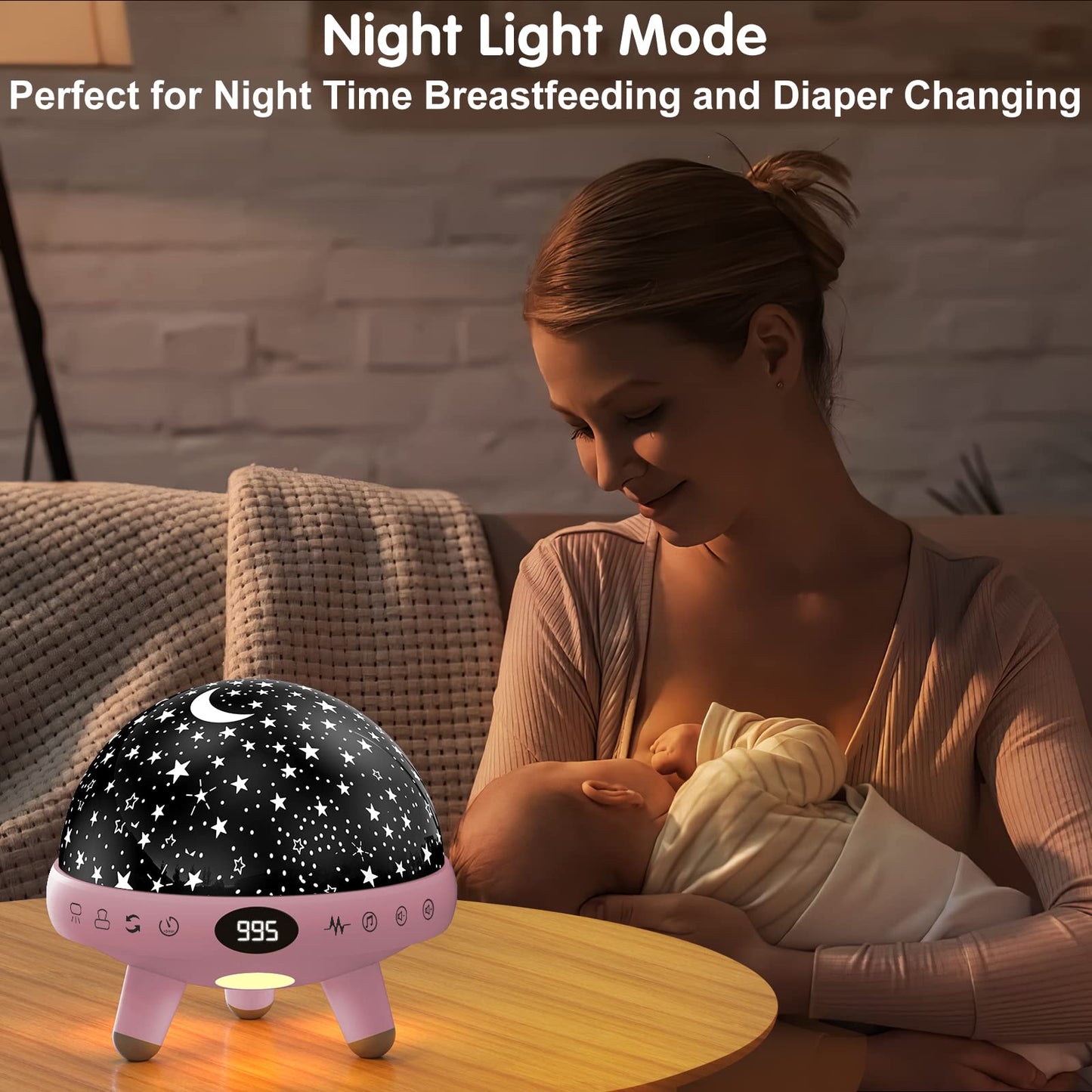 YACHANCE Baby Night Light Star Projector Night Light Projector for Kids Room with Sound Machine White Noise Machine for Sleeping Soother Nursery Lamp 9 Natural Sounds 20 Lullabies Remote Timer Pink Star