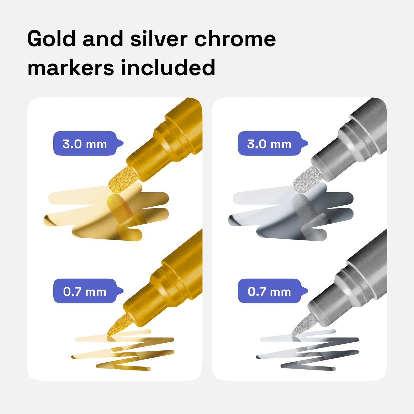 ARTISTRO Acrylic Paint Pens 24 Dual Tip Markers with 2 Mirror Chrome Marker Gold & Silver Extra Fine and Medium Tip + Chisel, Acrylic Paint Markers for Rocks, Wood, Canvas, Glass, Plastic 24 Pack Dual Tip