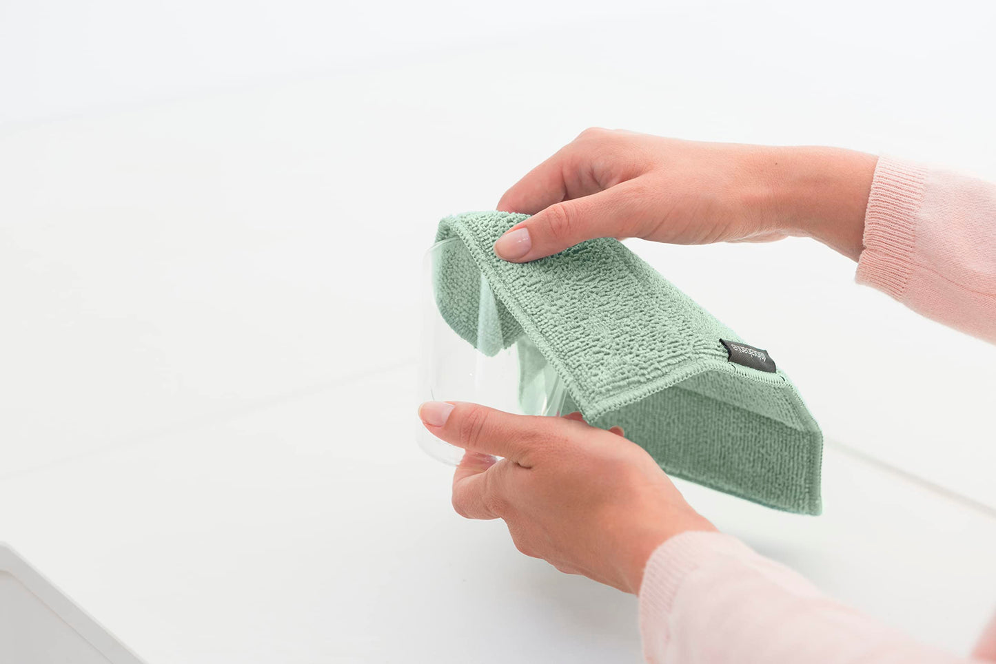 Brabantia - Sinkside Microfibre Cleaning Pads - Sponge & Microfibre - Machine Washable - Absorbs 7 Times its Own Weight - for Cleaning Dishes, Counters & Mirrors - Set of 3 - Jade Green