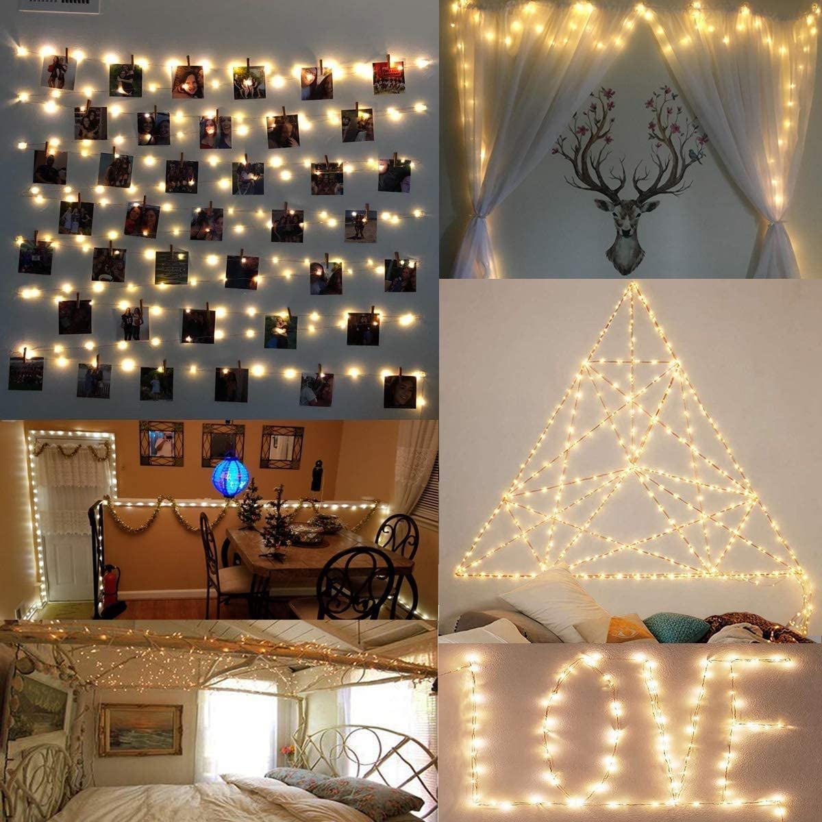 Fairy Lights for Bedroom, [2 Pack] Each 120LED 12M USB Plug in Fairy Lights With 40 Photo Clips,Copper Wire Waterproof Hanging Fairy Lights With Remote Timer,Party,Wedding,Birthday,Christmas Decor With Clip