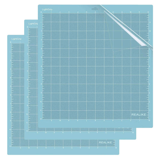 REALIKE Light Grip Cutting Mat for Cricut Explore Machine,Cricut Expression Machine Maker 30.48cmX30.48cm 12x12 inch Adhesive Sticky Cutting Mats 3Pack Replacement Vinyl Cutting mat for Craft Sewing Blue for Lightgrip 12"X12"(30.48cmX30.48cm)