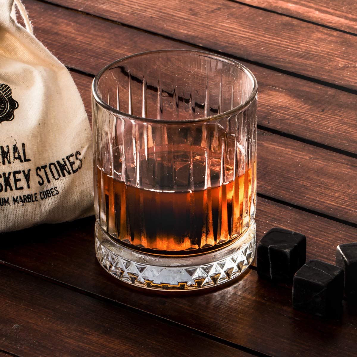 Whisky Gift Set - Large Old Fashioned Whisky Glass - 12pcs Whiskey Stones with Gift Box - Perfect Idea as Gift for Dad, Birthday Gift for Men & Women Grey