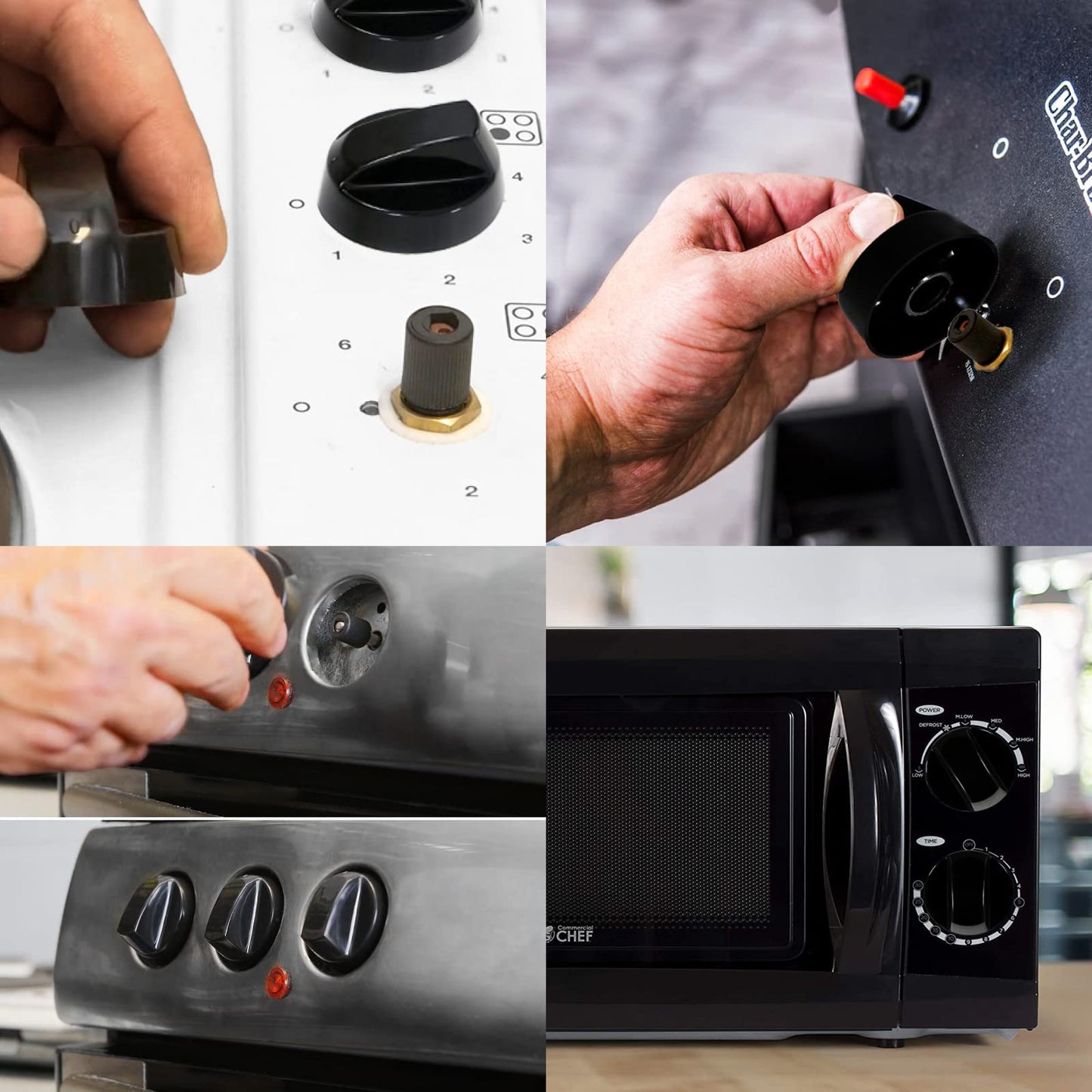 Spares2go Universal Black Control Switch Knobs for All Makes of Oven, Cooker & Hob 41mm Plastic (Pack of 4)