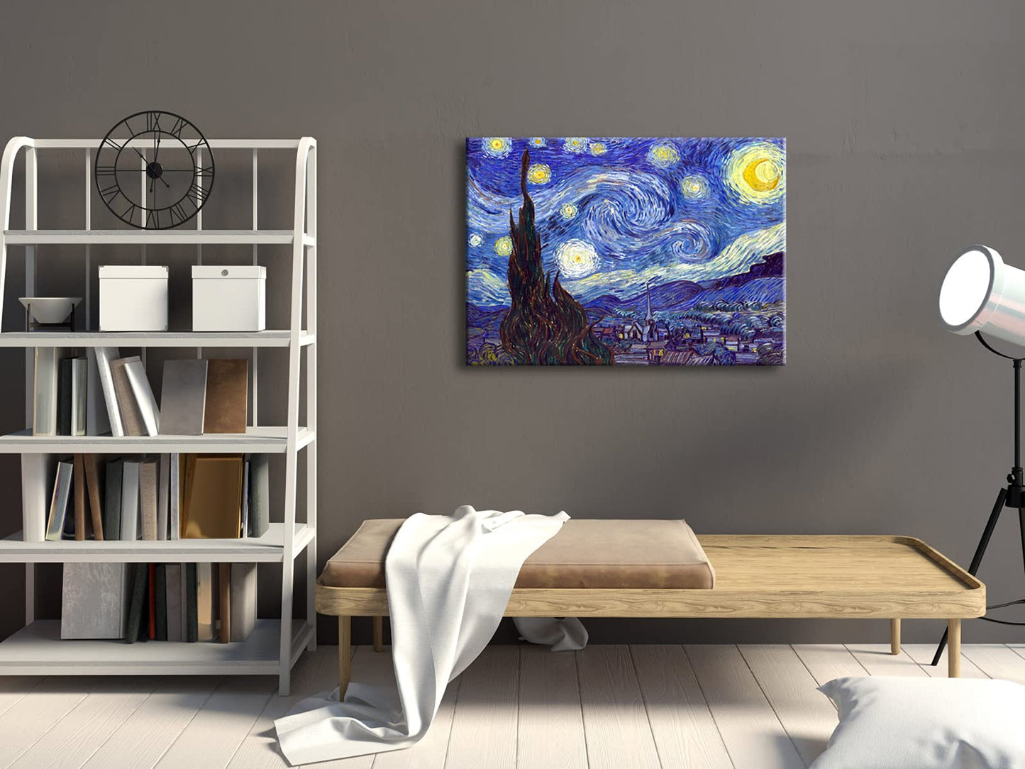 Wieco Art Starry Night Abstract Canvas Prints Wall Art of Van Gogh Famous Artwork Modern Gallery Wrapped Classic Sky Star Pictures Artwork for Living Room Home Office Decorations 28x20inch(70x50cm)