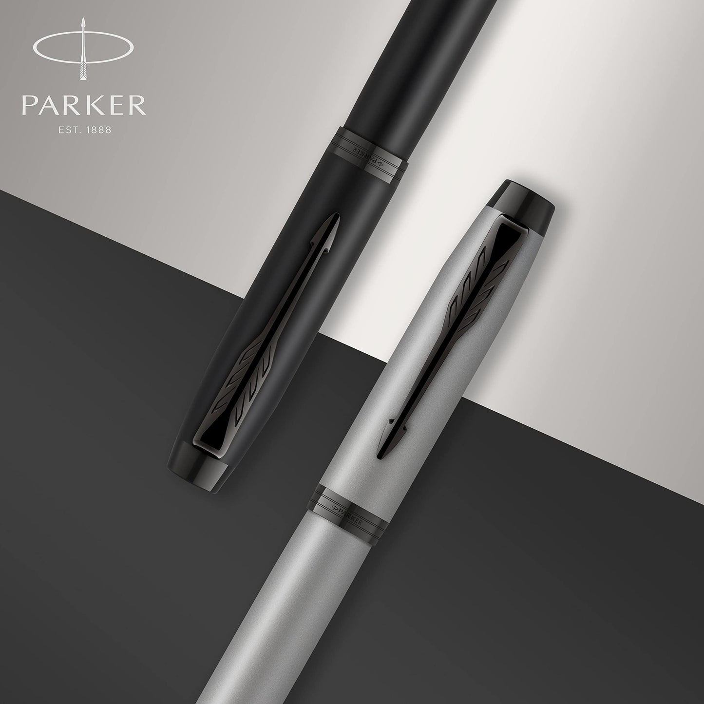 Parker IM Rollerball Pen | Matte Black with Black Trim | Fine Point with Black Ink Refill | Gift Box Matt black with Black PVD