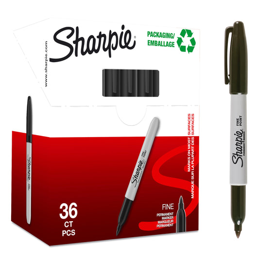 Sharpie Permanent Markers | Fine Point for Bold Details | Black Ink | 36 Marker Pens 36 Count Fine Tip