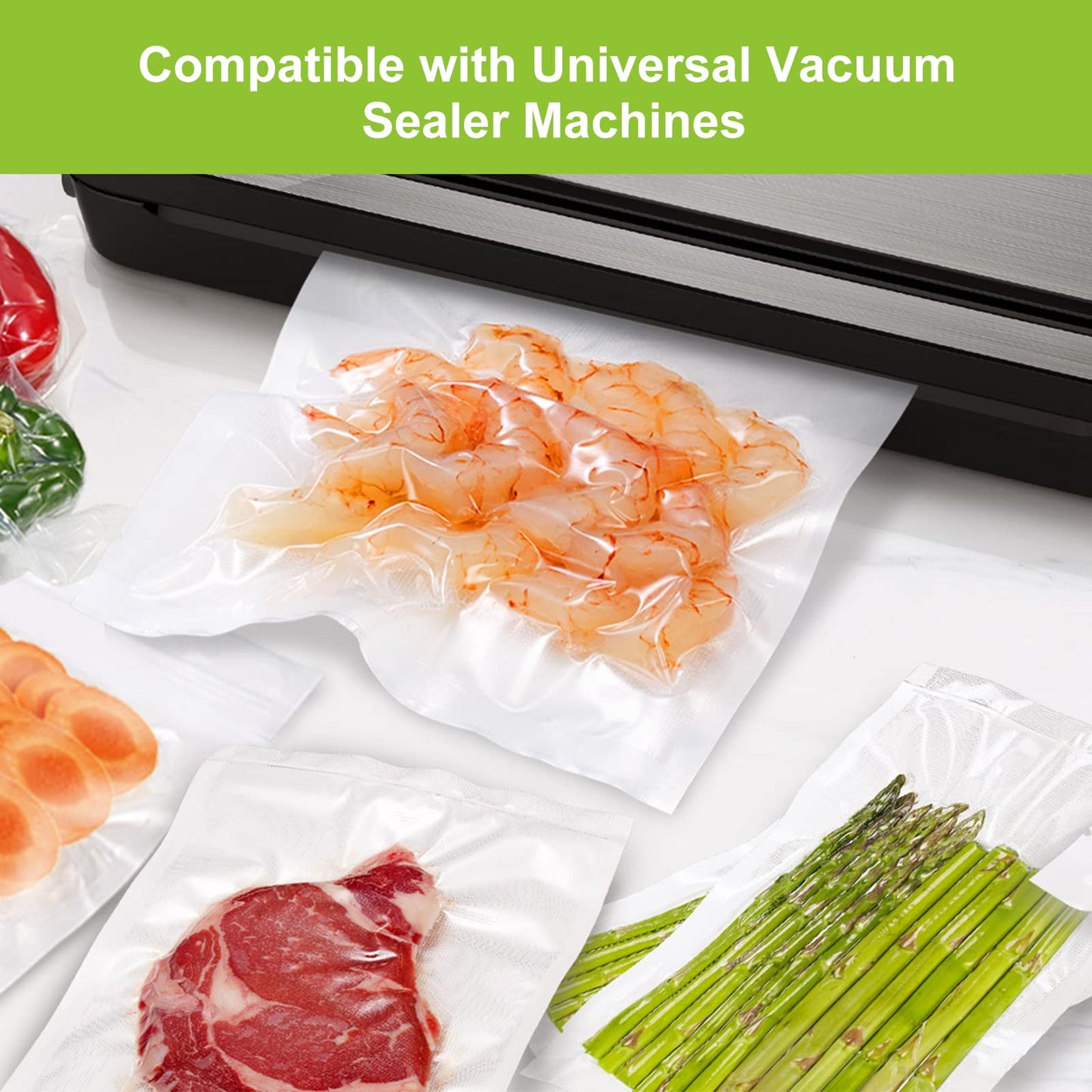 Bonsenkitchen Vacuum Food Sealer Rolls Bags, 2 Packs 28 x 600 cm Storage Bags (Total 12 m), BPA Free, Durable Commercial Customized Size Food Bags for Food Storage and Sous Vide Cooking 2 Roll 28 X 600 Cm